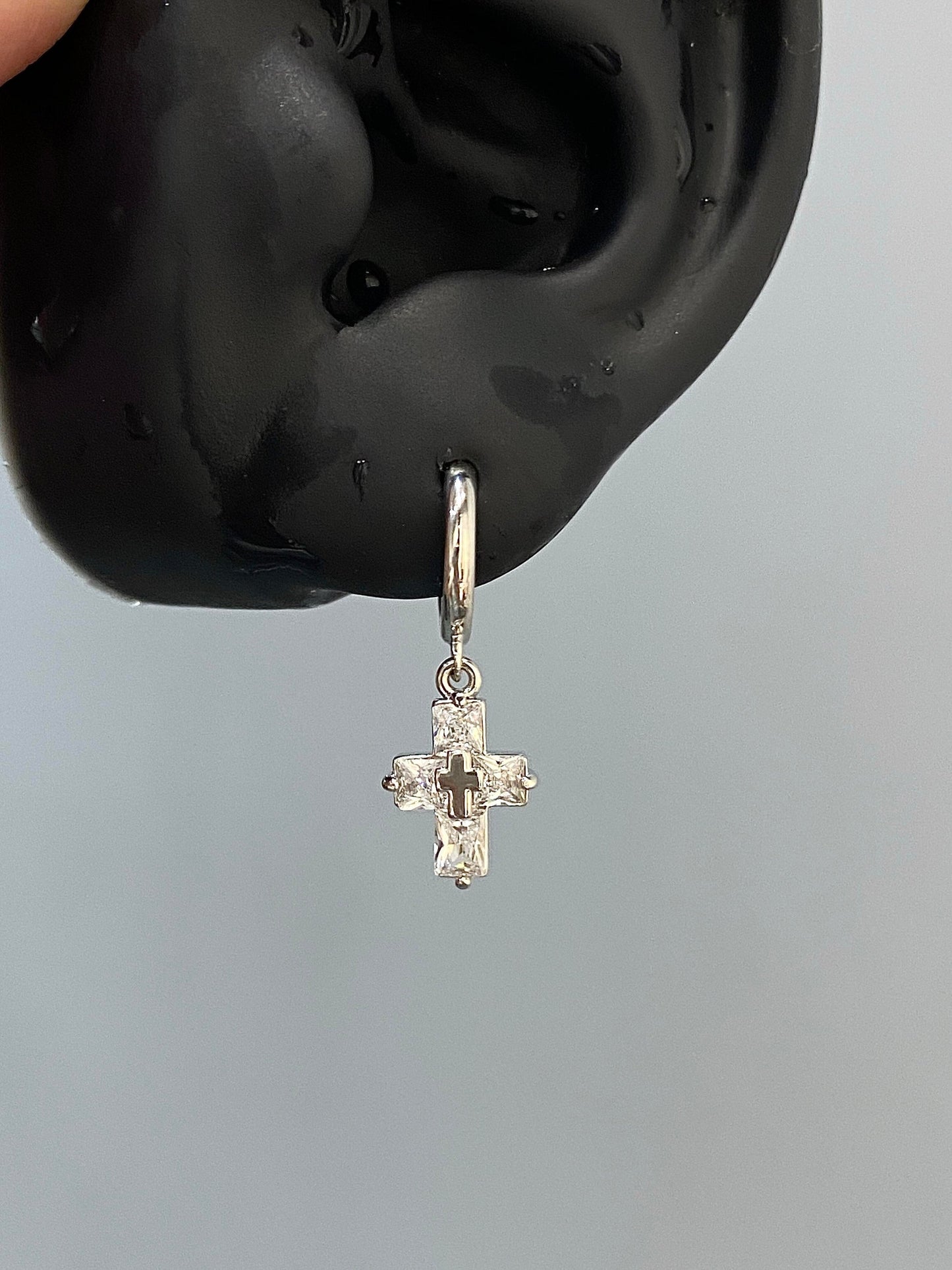 Crystal Cross Helix Earrings