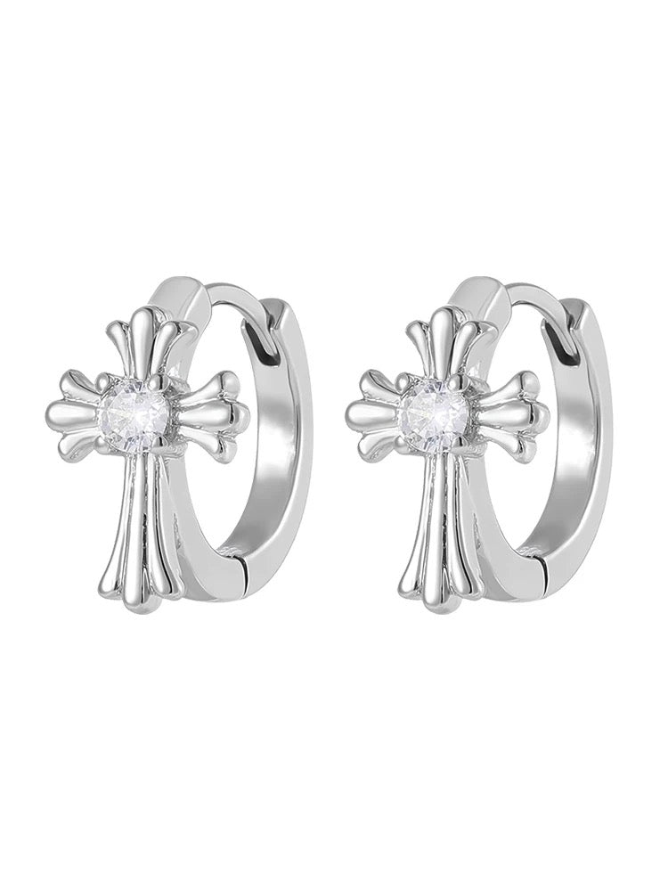 Chrome Cross Helix Earrings