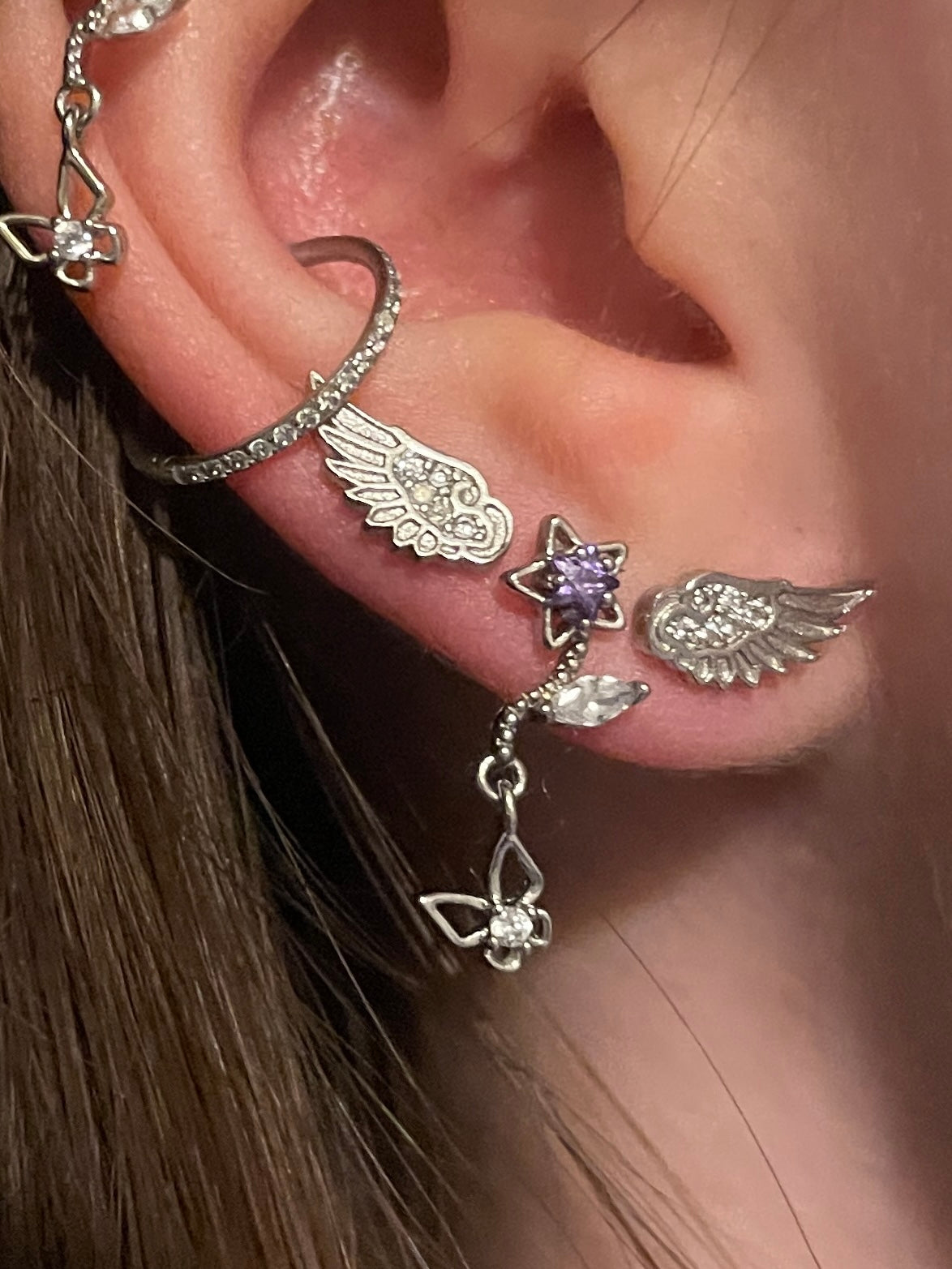 Angelic Star Triple Lobe Earring Stack