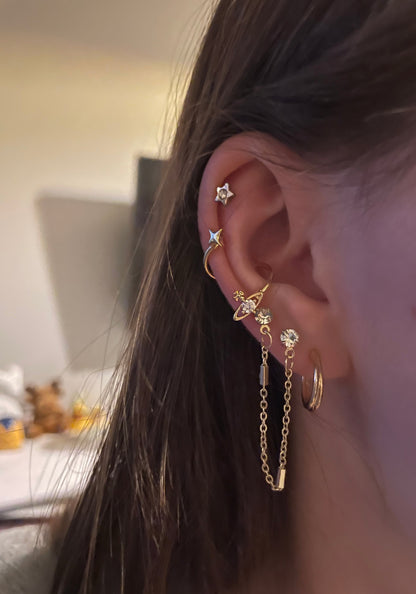 Gold Saturn Swirl Conch Earrings