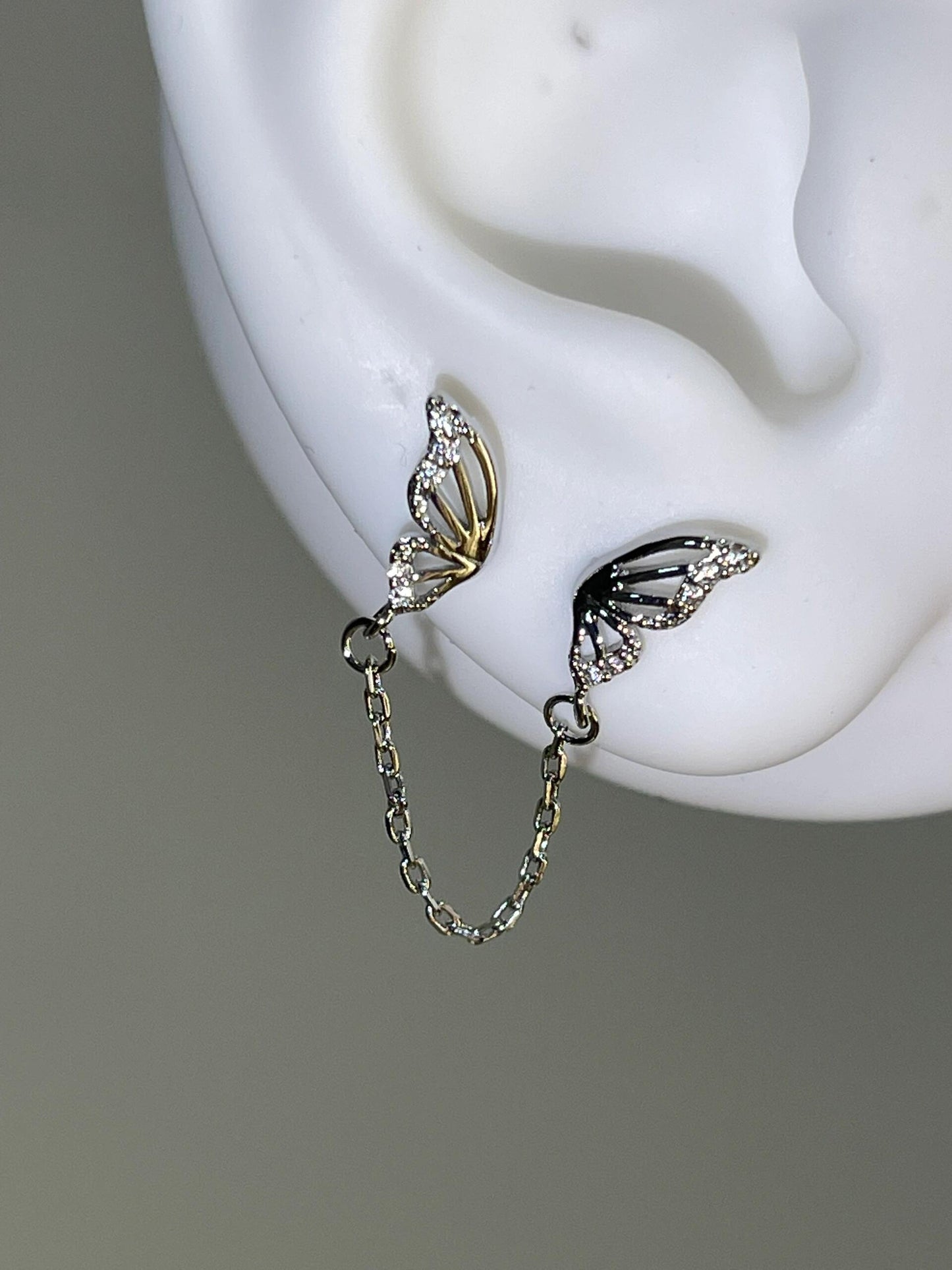 Pixel Butterfly Link Chain Earrings