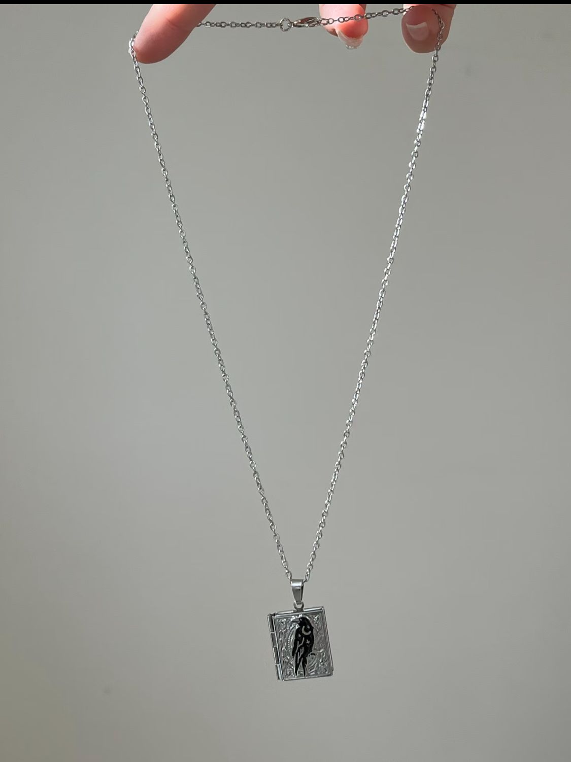 Gothic Raven Book Necklace