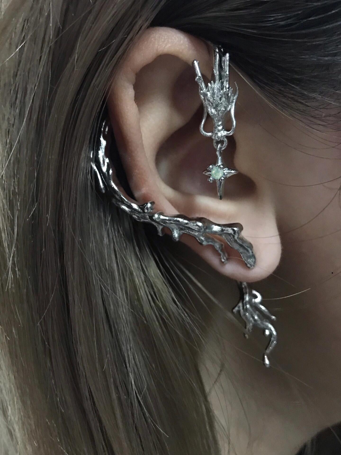 Melting Dragon Cuff Earrings