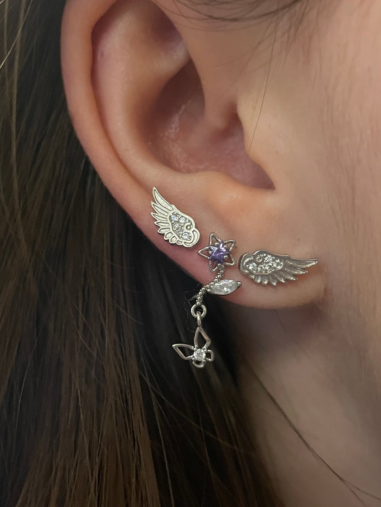 Angelic Star Triple Lobe Earring Stack