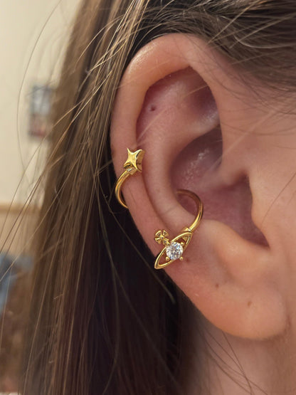 Gold Saturn Swirl Conch Earrings