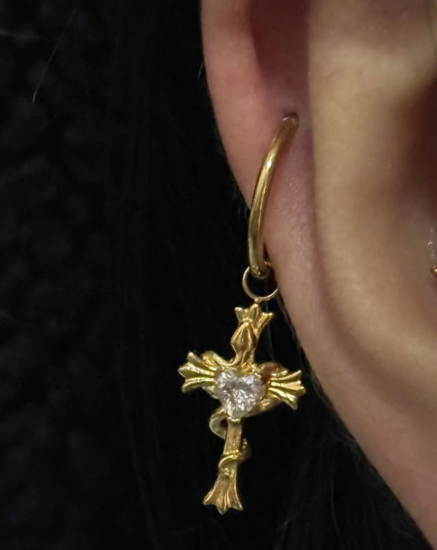 Gold Divine Heart Helix Earrings