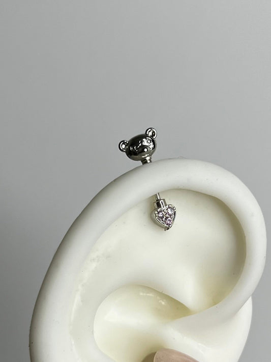 Teddy Sparkle Vertical Helix Earrings