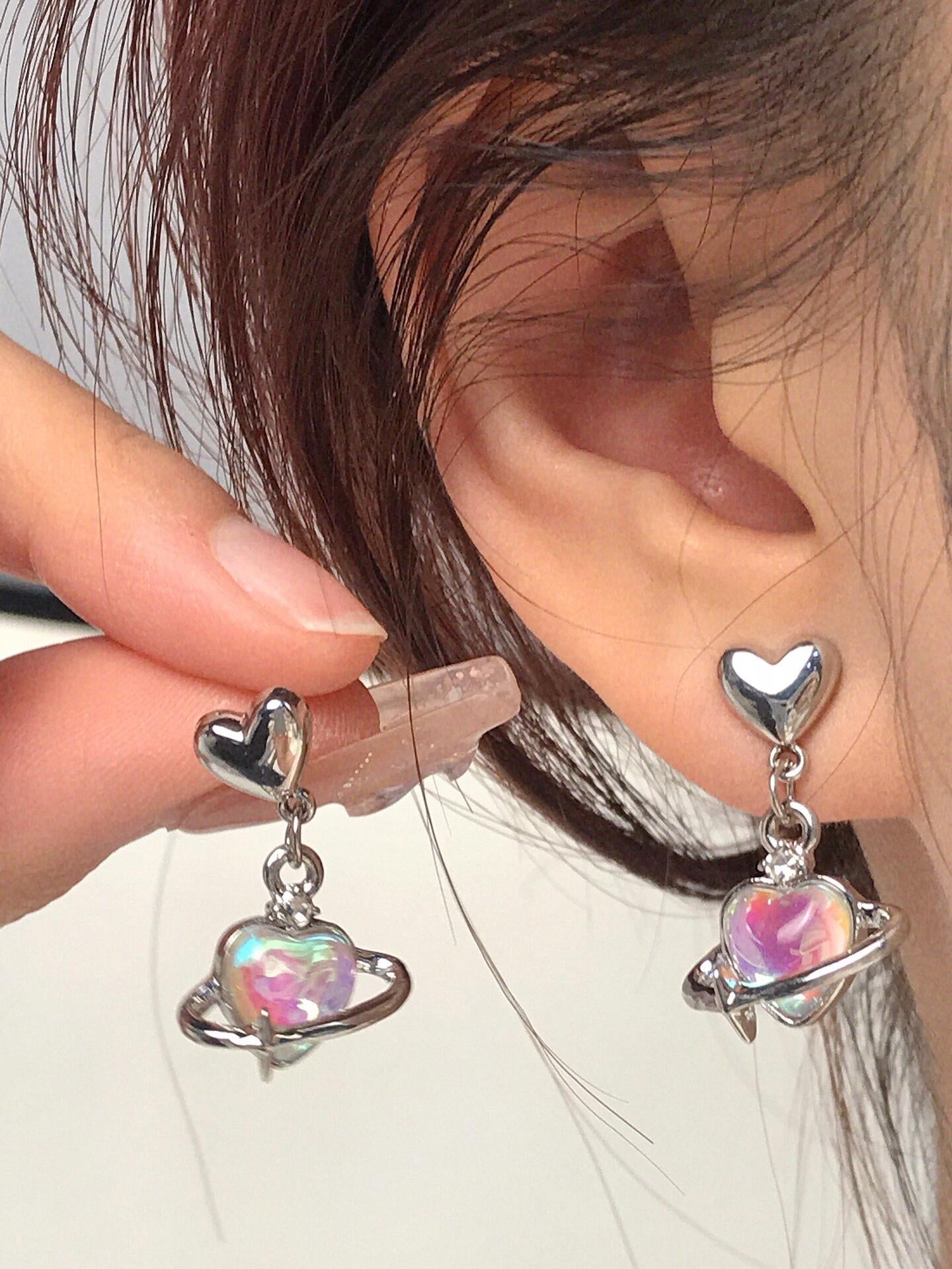 Interstellar Heart Helix Earrings