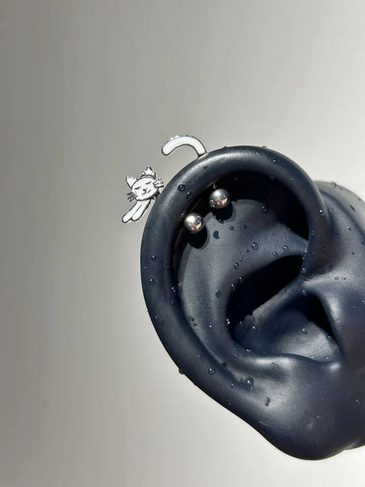 Lazy Paws Vertical Helix Earrings
