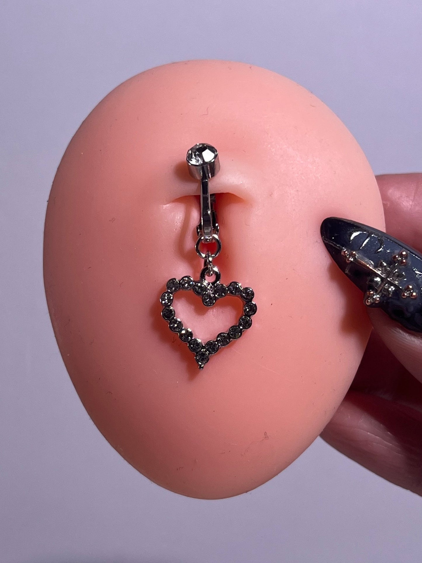 Sparkly Heart Clip On Belly Ring