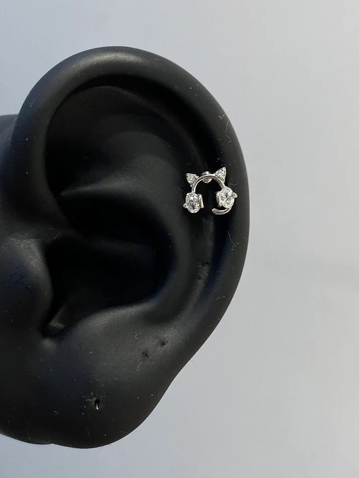 Pink Kitty Headphones Helix Earrings