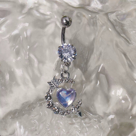 Purple Pierced Heart Belly Bar