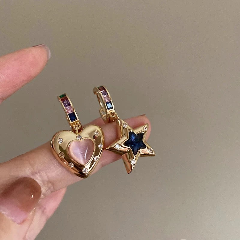 Gold Stellar Love Hoop Earrings