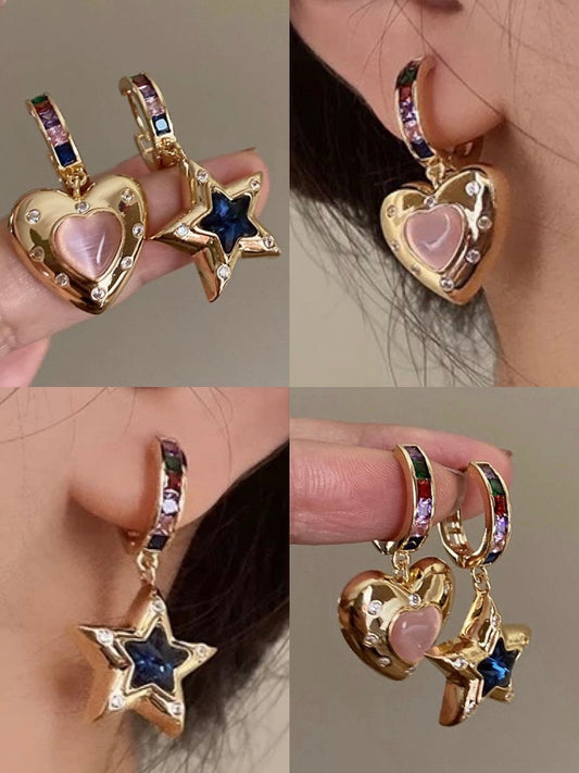 Gold Stellar Love Hoop Earrings