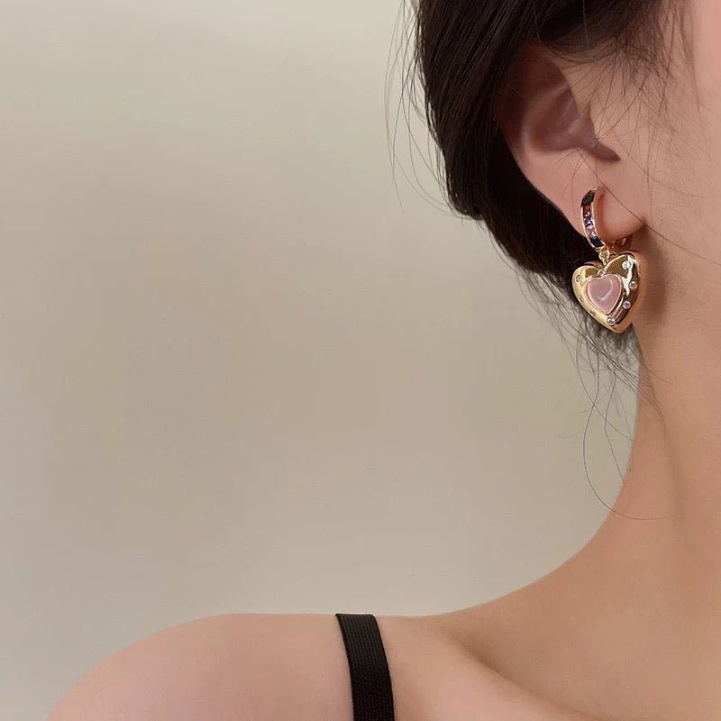 Gold Stellar Love Hoop Earrings