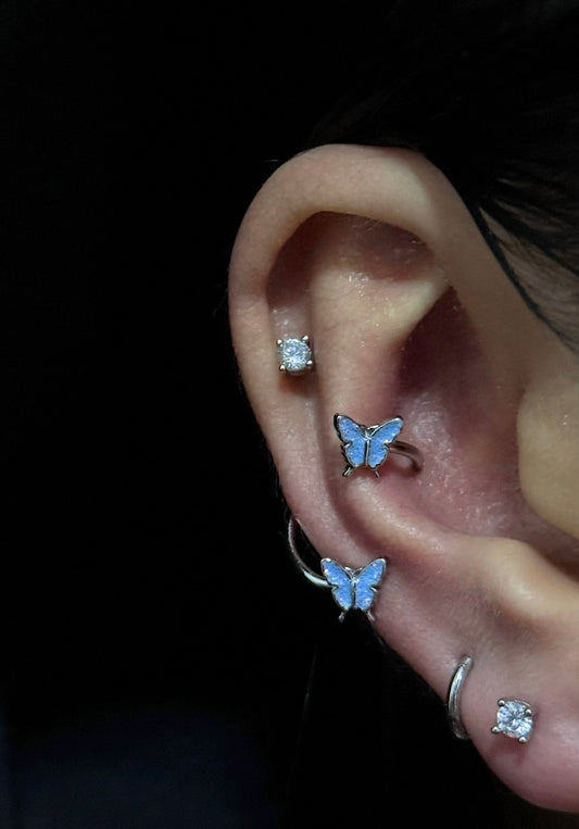 Lapis Butterfly Conch Earrings