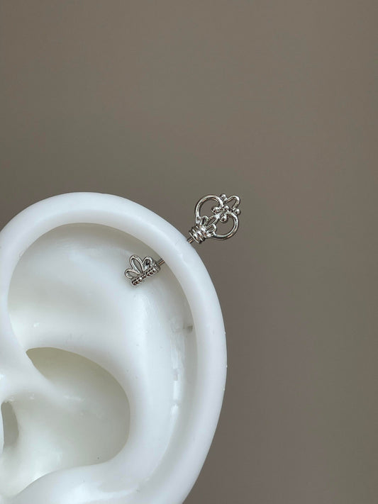 Crimson Key Vertical Helix Earrings