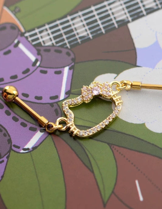 Kitty Gold Glitz Industrial Earrings