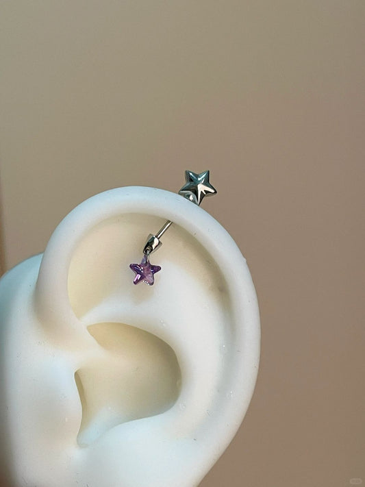 Star Wand Vertical Helix Earrings