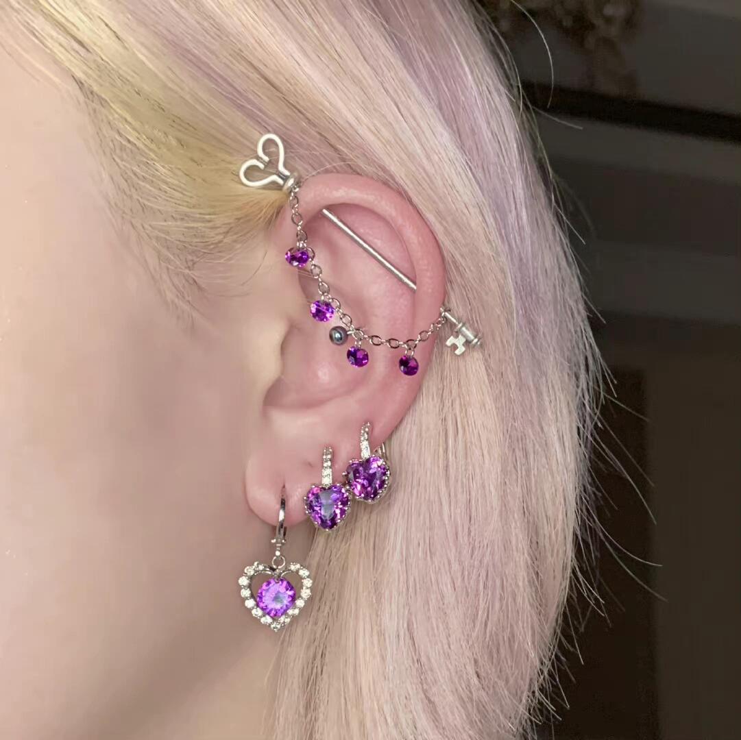 Violet key-Strings Industrial Earrings