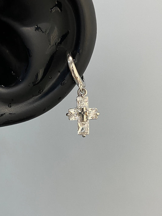 Crystal Cross Helix Earrings