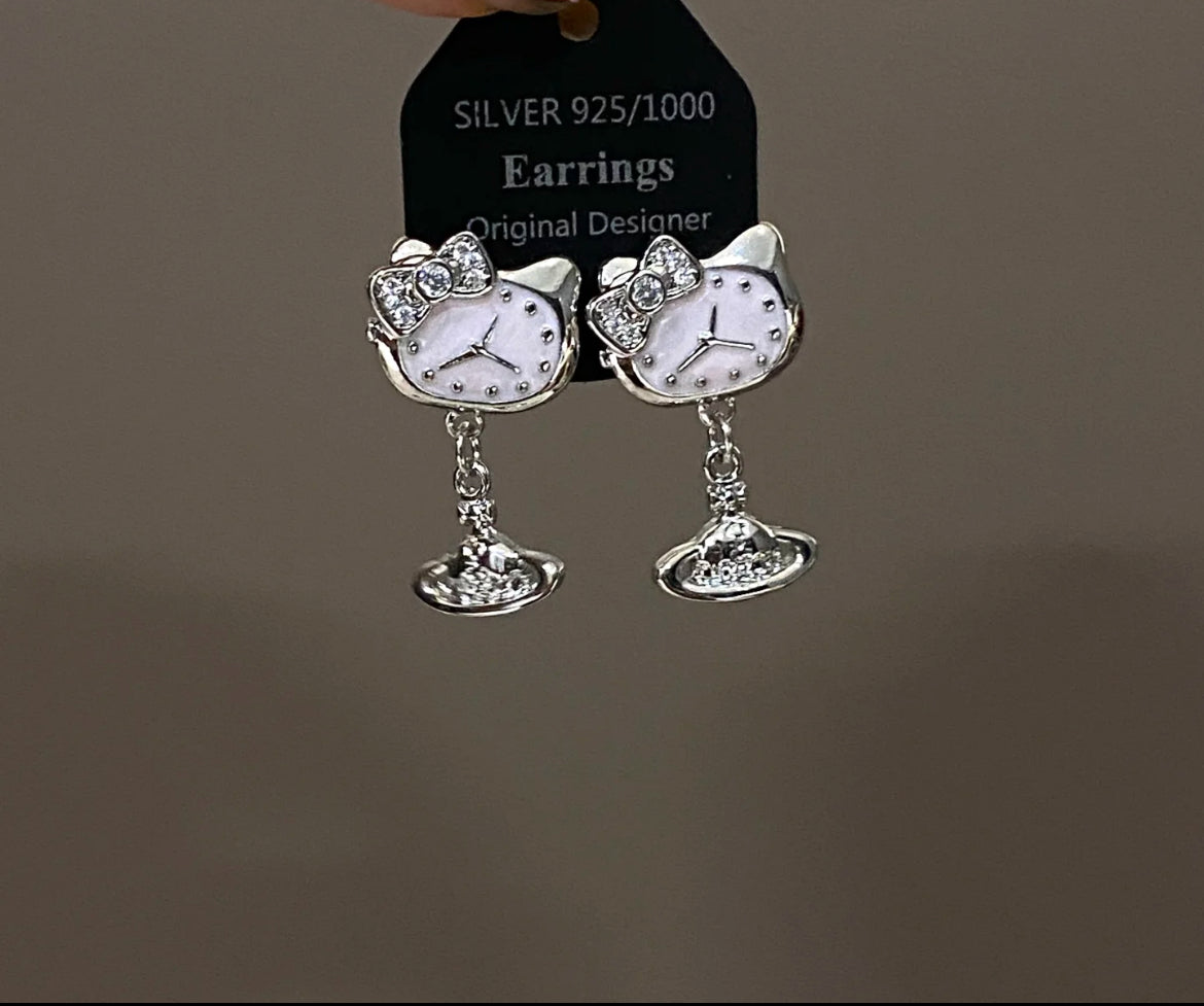 Kitty Clock Saturn Earrings