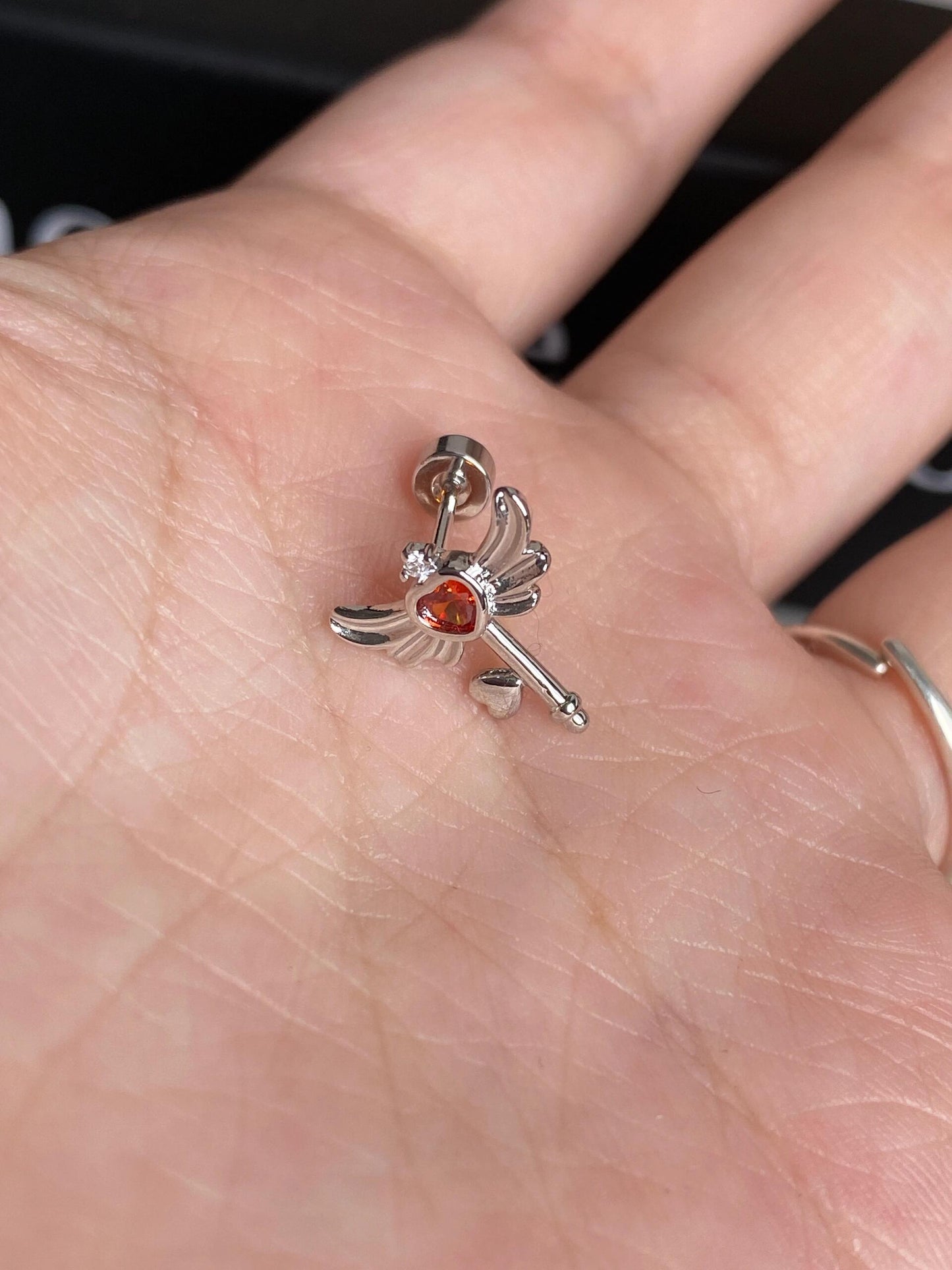 Winged Key Helix Earrings