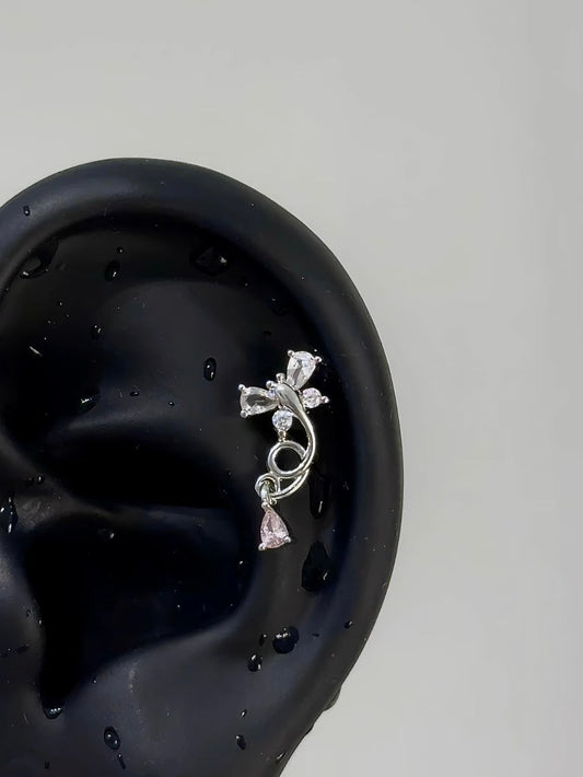 Crystal Dragon Fly Helix Earrings