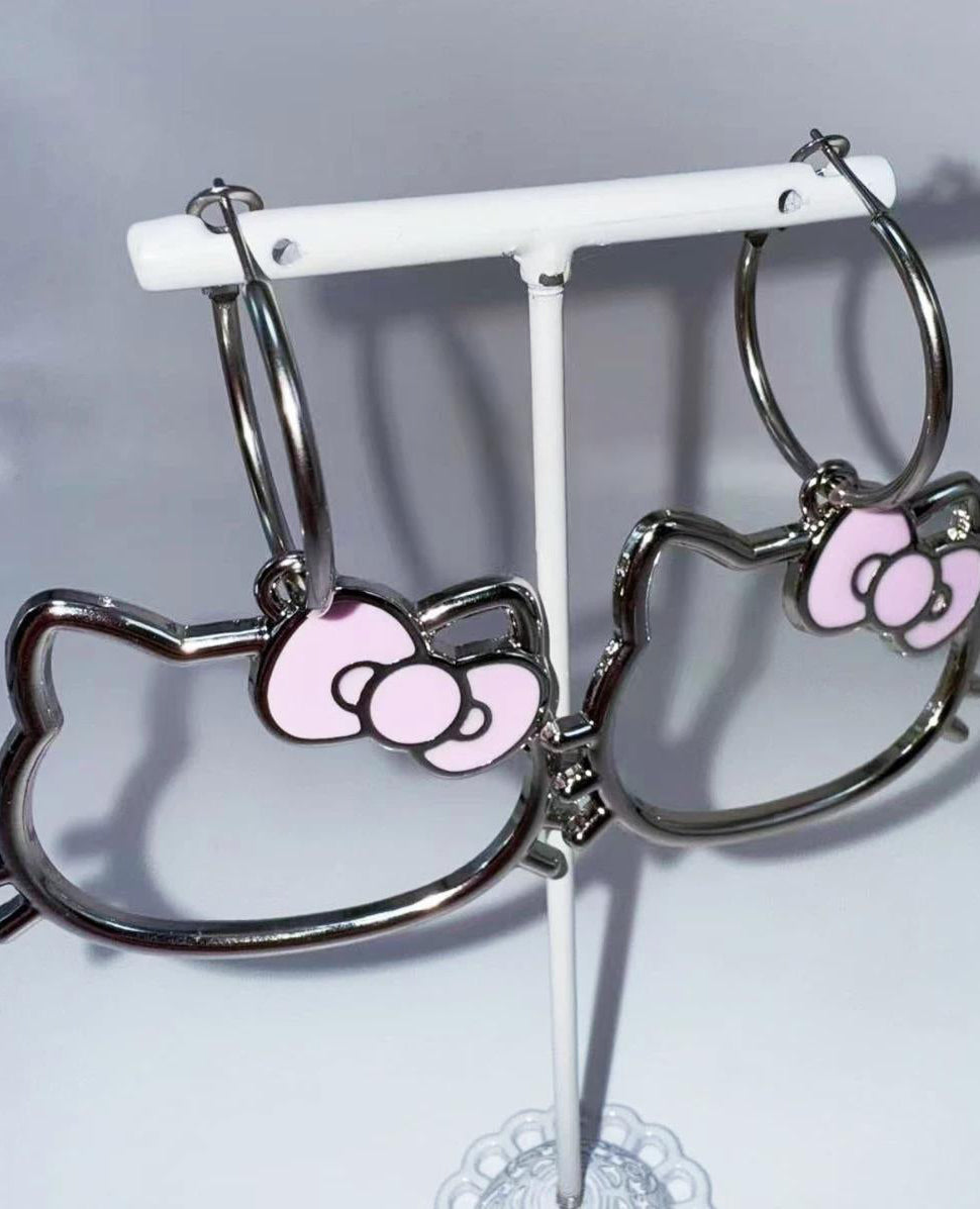Kitty Charm Hoop Earrings