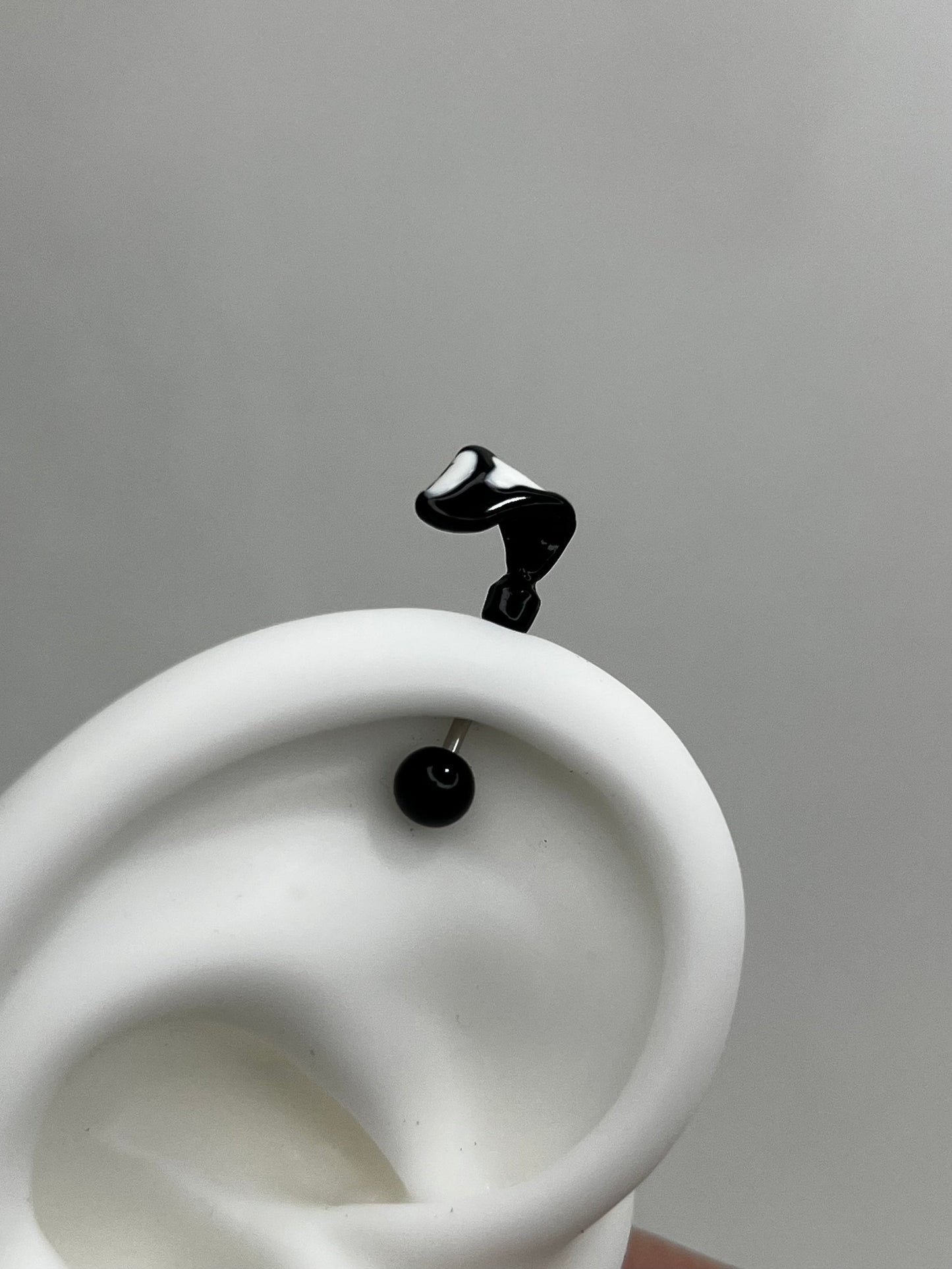 Black & White Dog Ear Vertical Helix Earrings