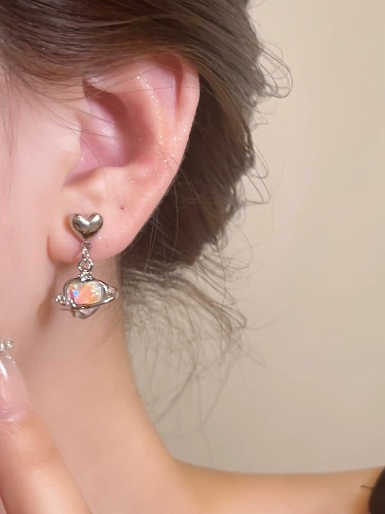 Interstellar Heart Helix Earrings