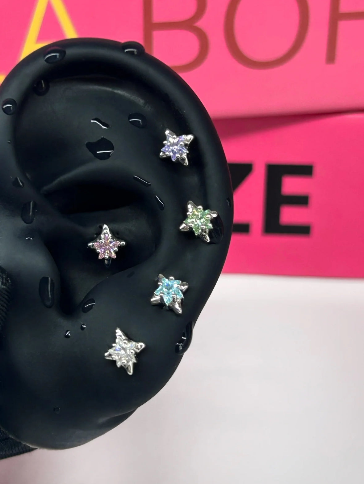 Polar Star Helix Earrings (pink)