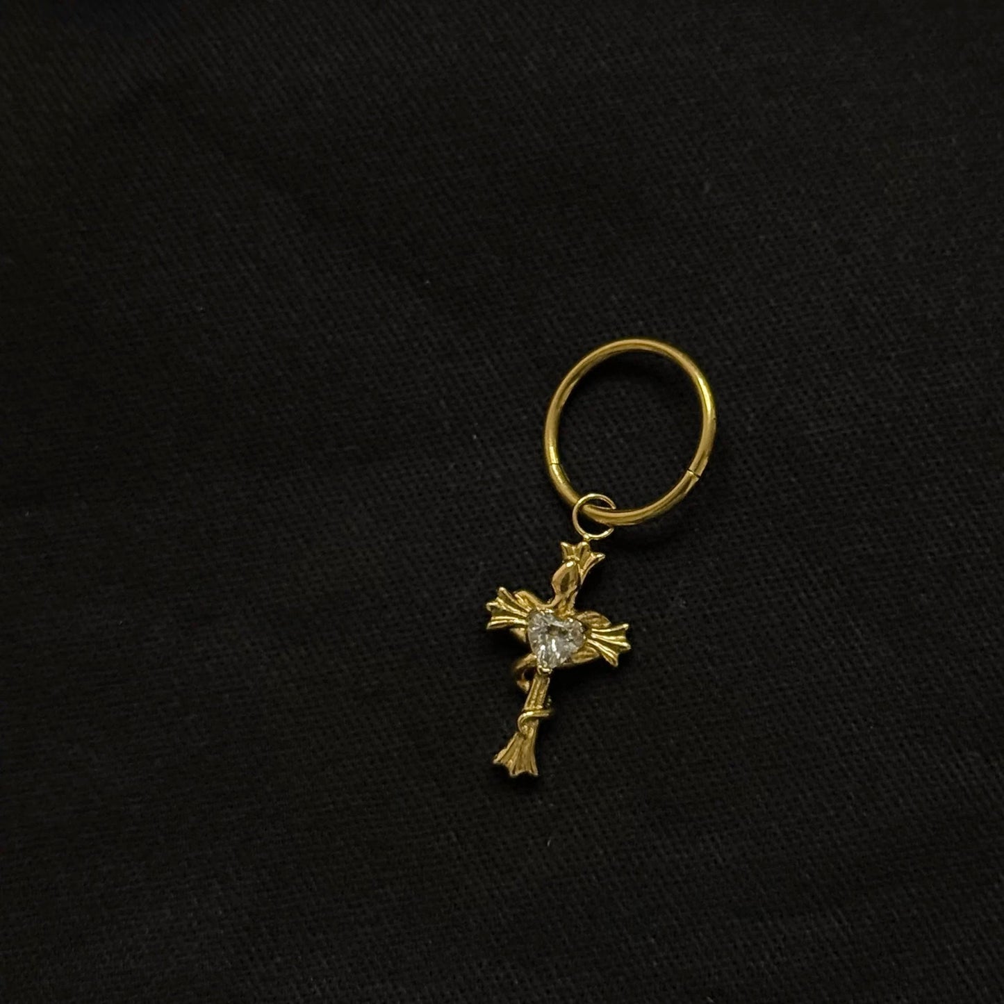 Gold Divine Heart Helix Earrings