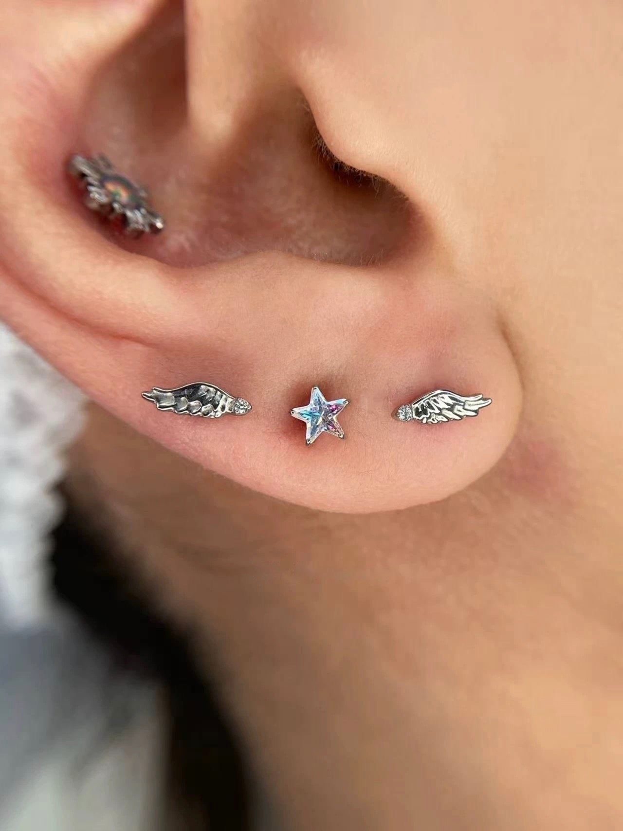 Guardian Star Triple Lobe Earrings