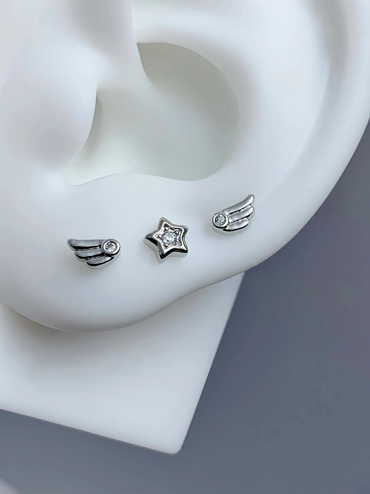 Sterling Star Triple Lobe Earring Stack