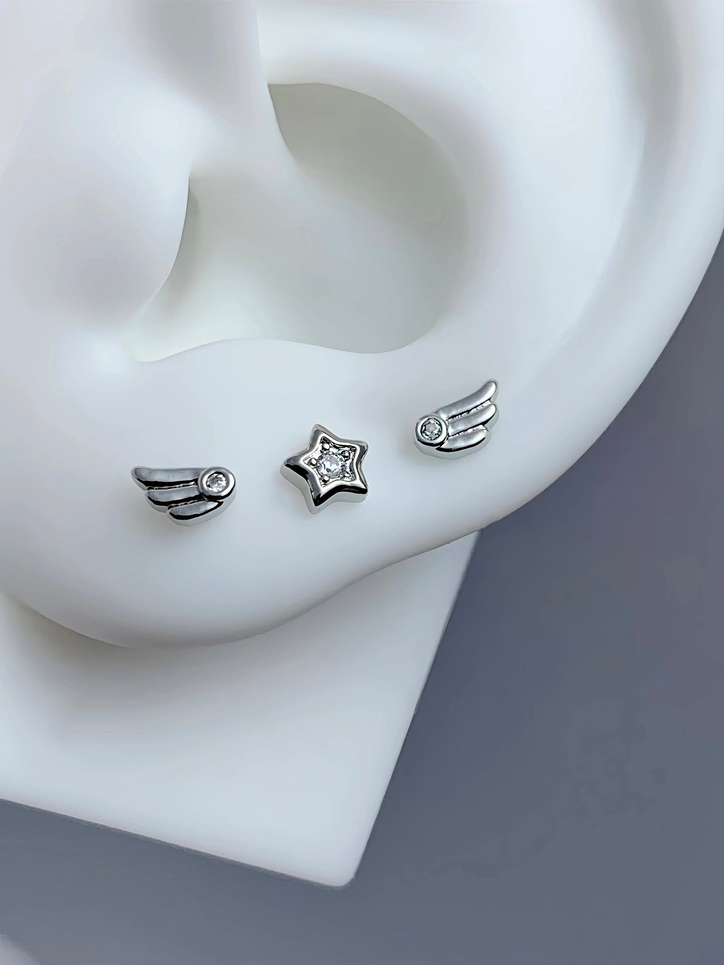 Sterling Star Triple Lobe Earring Stack