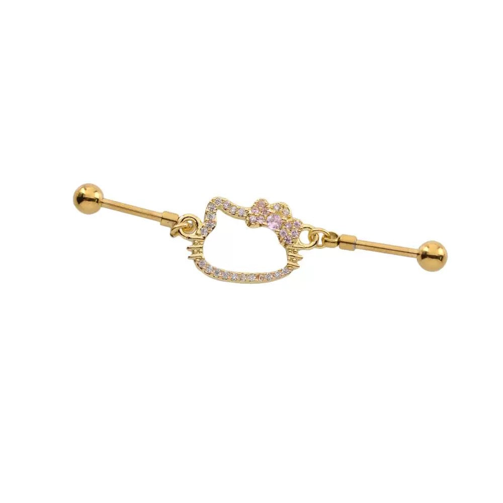 Kitty Gold Glitz Industrial Earrings