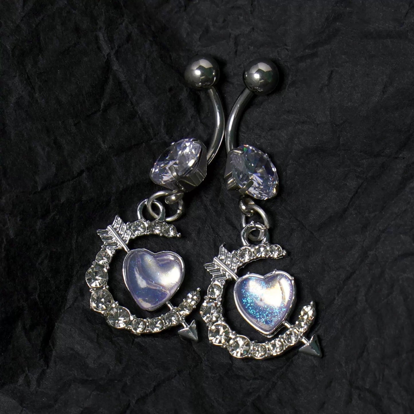 Purple Pierced Heart Belly Bar