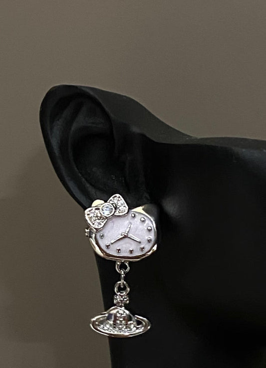 Kitty Clock Saturn Earrings