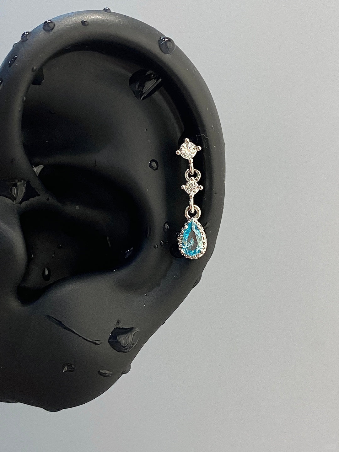 Aqua Teardrop Helix Earrings