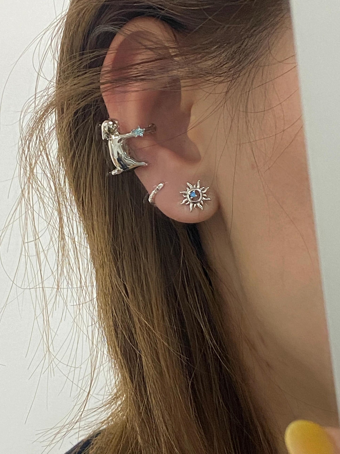 Puppy Ear Hug Cuff Conch Earrings