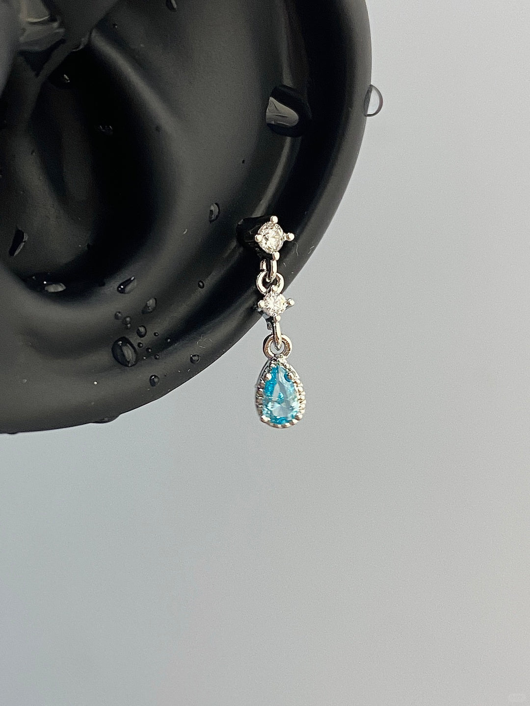 Aqua Teardrop Helix Earrings
