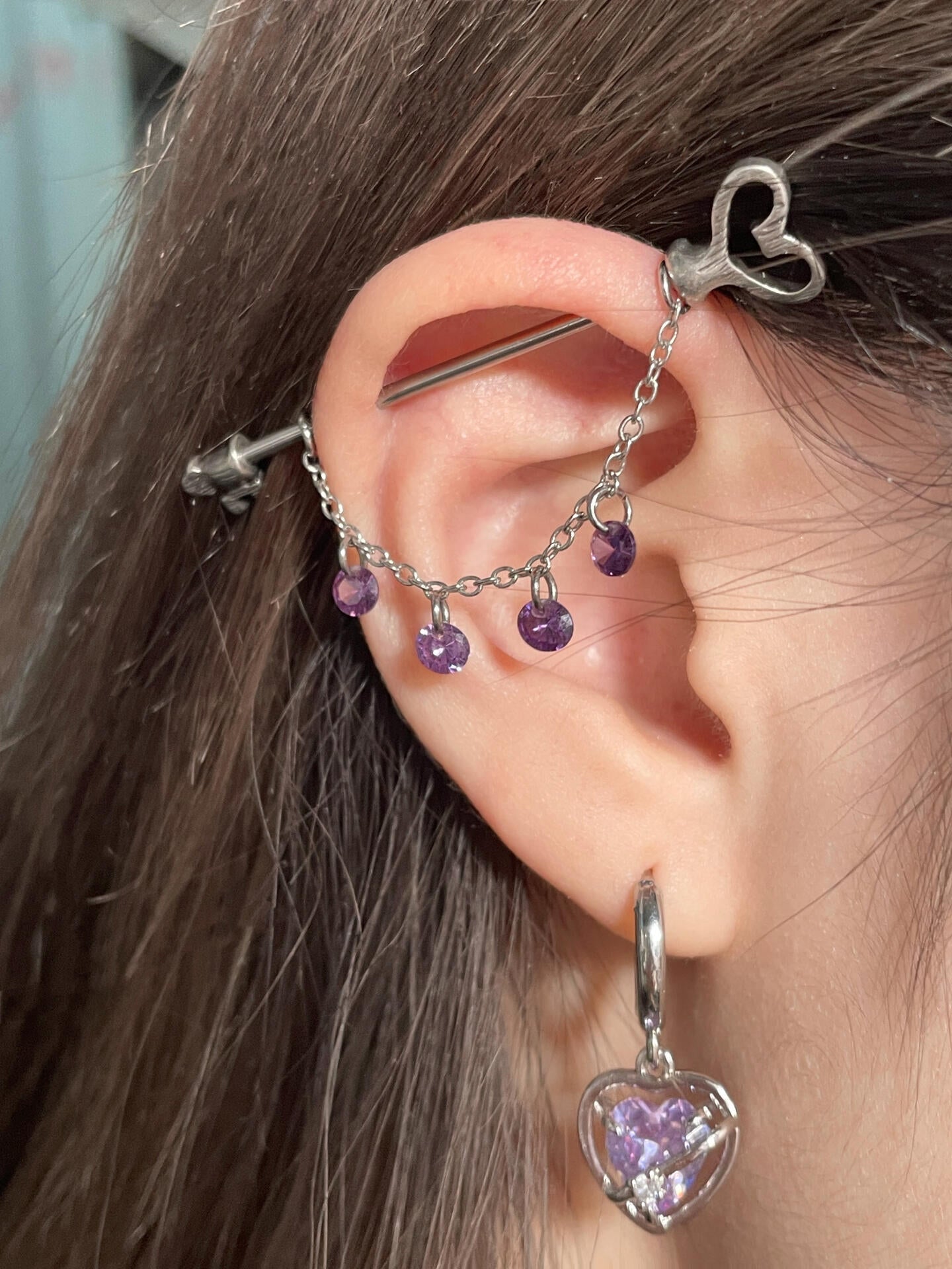 Violet key-Strings Industrial Earrings