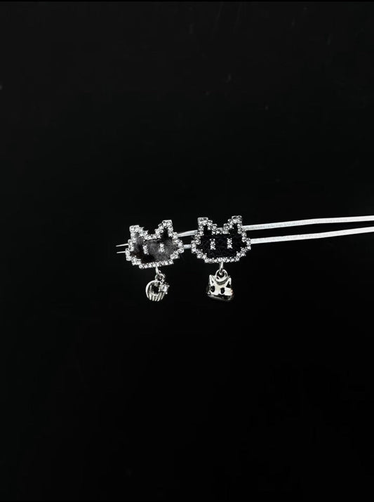 Pixel Kitty Cuff Earrings