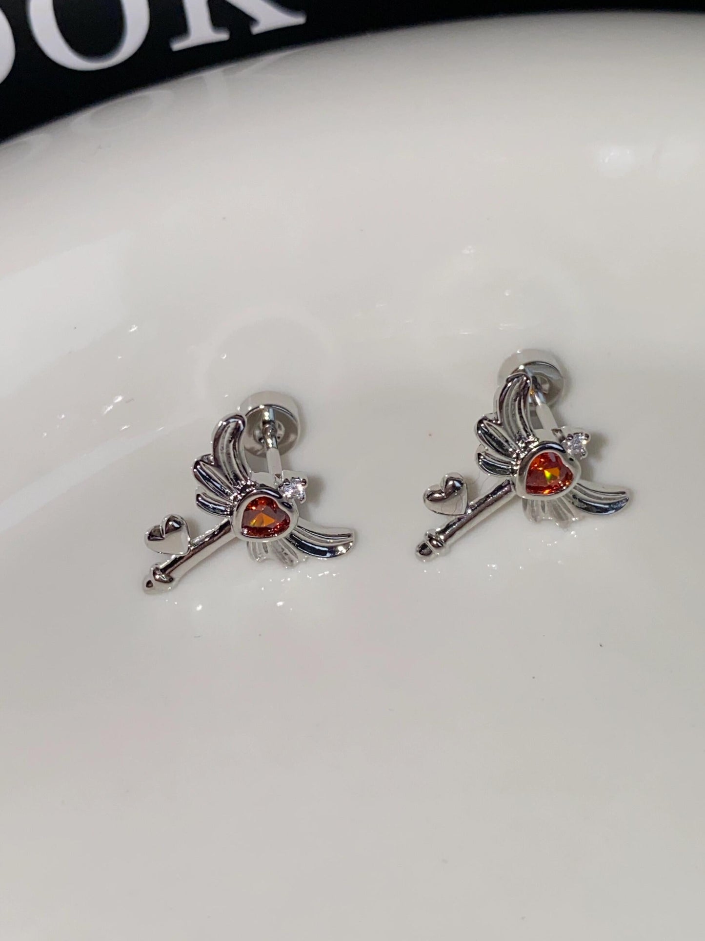 Winged Key Helix Earrings