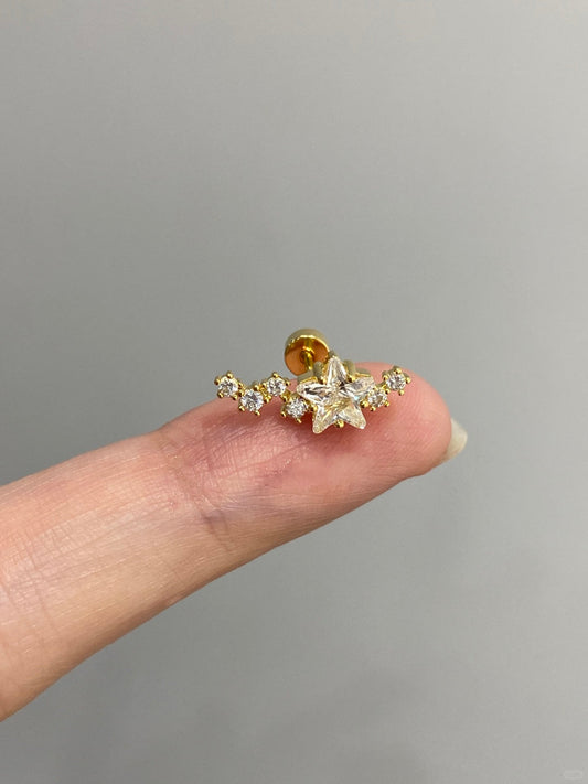 Gold Stellar Trail Helix Earrings