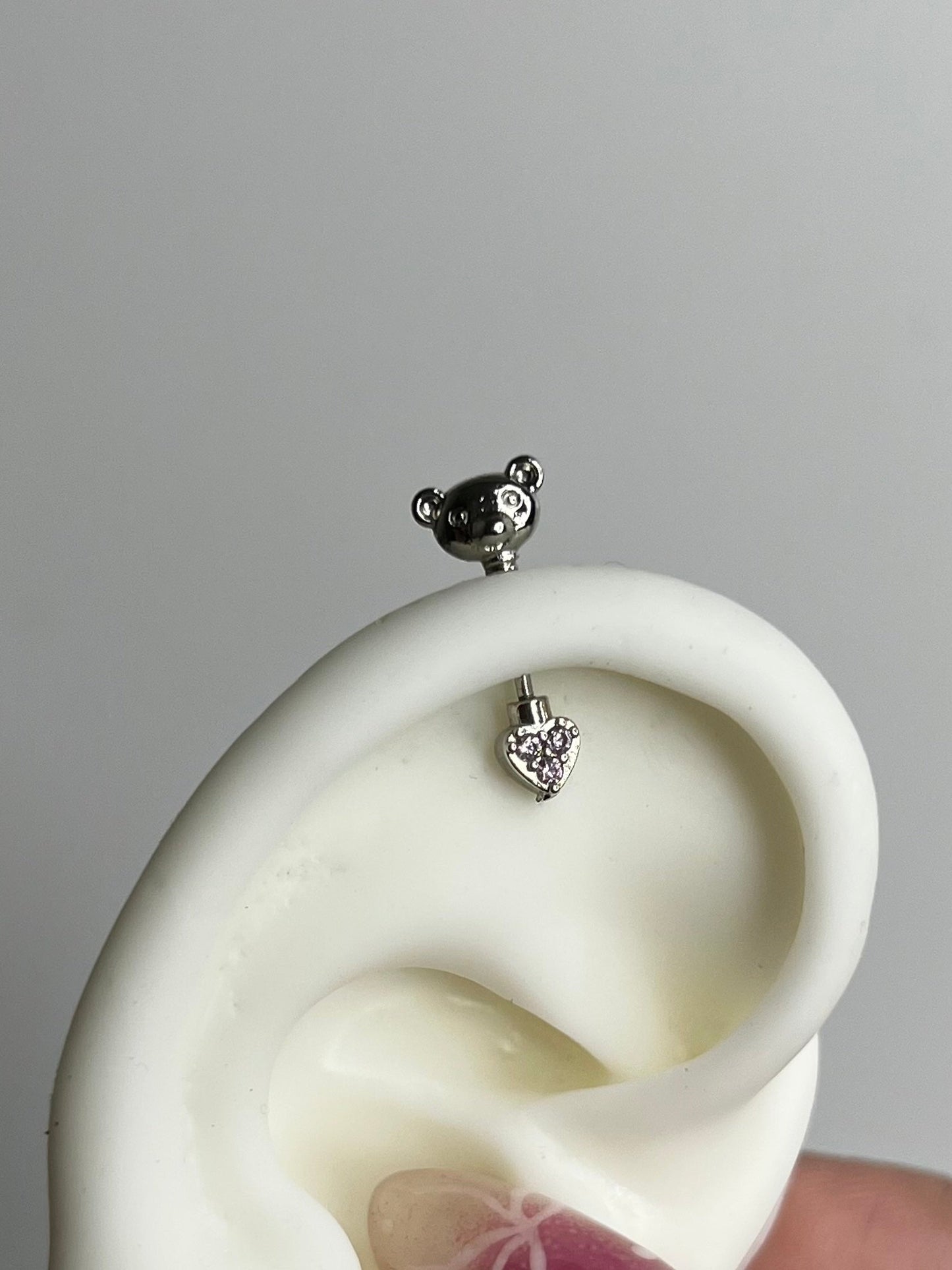 Teddy Sparkle Vertical Helix Earrings