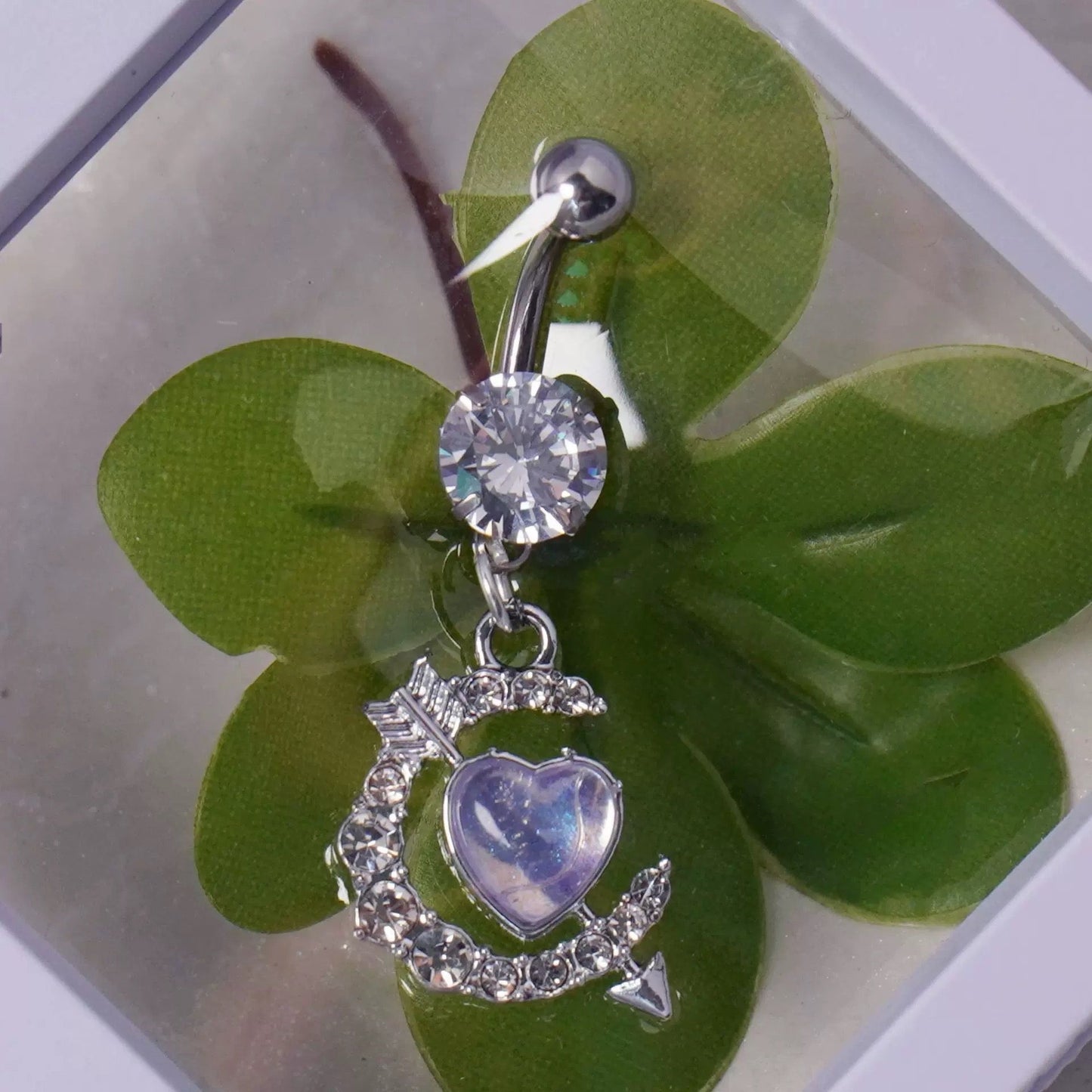 Purple Pierced Heart Belly Bar
