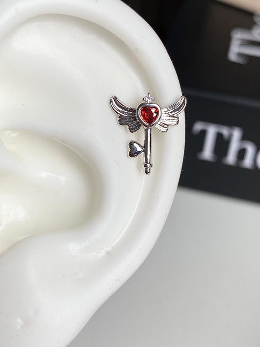 Winged Key Helix Earrings