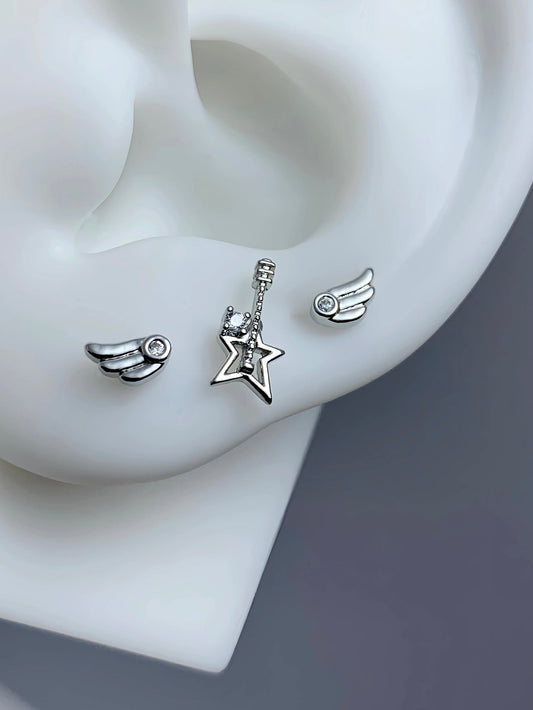Angelic Guitar Triple Lobe Earring Stack